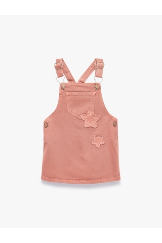 Koton Cepli Bol Kalıp Pamuklu Kare Yaka Kolsuz Çiçekli Denim Elbise Pembe 7wmg80002ad Gül