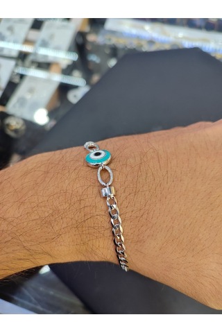 Modagümüşevi Bayan925 Ayar Gümüş Firuze Taşlı Gurmet Bileklik