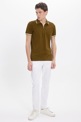 Tudors Erkek Slim Fit Dar Kesim %100 Pamuk Jakarlı Düz Yaka Ve Kol Detaylı Kahverengi Polo Yaka Tişört-50219