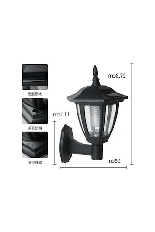 Besthome1 Ev Ve Bahçe Güneş Enerjili Duvar Lambası - Villa Teras Aydınlatma, Yağmur Dayanıklı Led, Komfortlu Siyah Aydınlatma Siyah