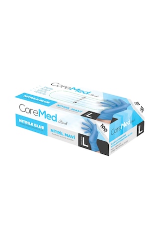 Nitril Mavi Pudrasız Muayene Eldiveni L - 5 Paket 100 Lü