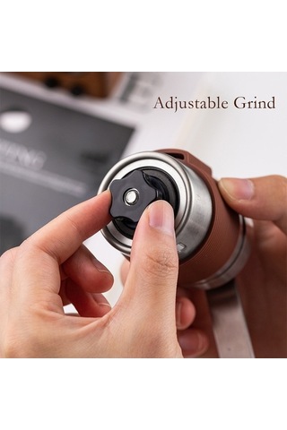 Bloomnest Manuel Kahve Değirmeni, Ayarlanabilir Öğütme, Paslanmaz Çelik, Ahşap Tutacak, Yıkanabilir, Ev & Kamp İçin