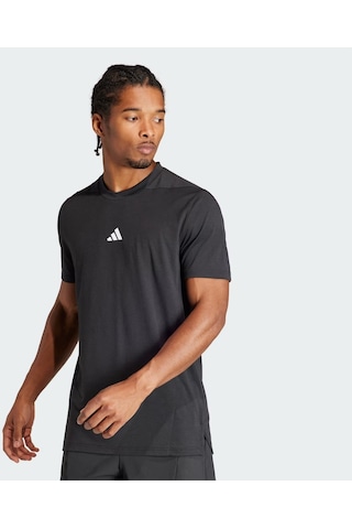 Adidas Designed For Training Erkek Siyah Yuvarlak Yaka Tişört IK9725 Siyah