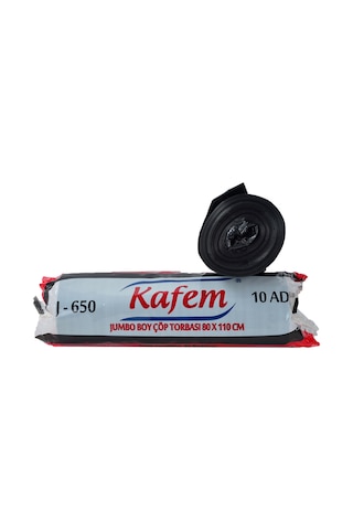 Kafem j650 Jumbo Boy Çöp Poşeti 5 x 10'lu Siyah 80 x 110 CM