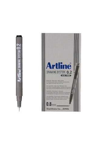 232 Siyah Çizim Kalemi 0.2 Mm Reçine Uçlu 12'li Set Grafik Tasarım İçin