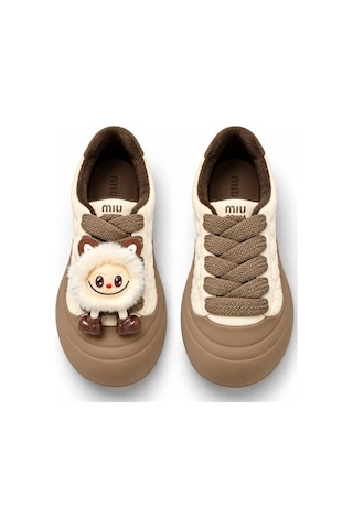 Look Life Çıkartılabilir Tüylü Figür Detaylı Kalın Taban Kadın Sneaker Bej