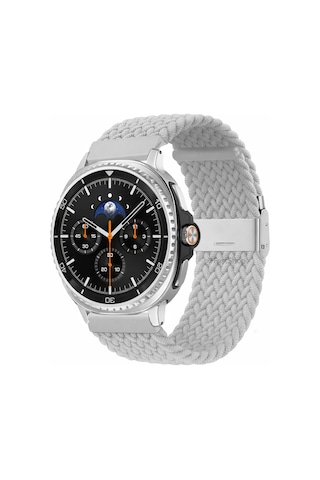 Samsung Galaxy Watch 8 40mm / 44mm / 46mm Classic Uyumlu Metal Clips Kumaş Örgü Akıllı Saat Kordon