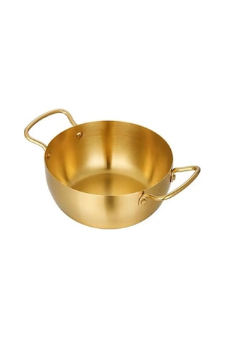 Gümüş Ramen Erişte Pot Hızlı Isıtma İki Kolları Gıda Sınıfı Paslanmaz Çelik Kore Ramen Erişte 18cm