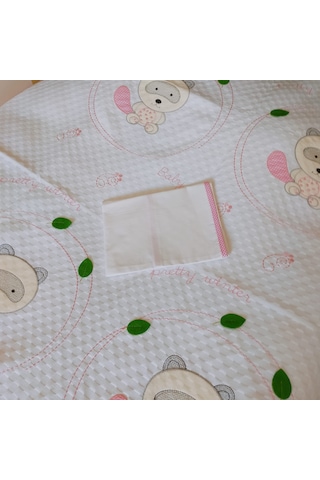 %100 Pamuk Desenli Bebek Pike & Yastık Başı