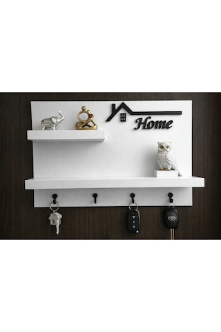 Dekoratif Duvar Anahtarlık Askısı Ve Raf 4 Kancalı Ahşap Anahtar Askılığı Modern Home Yazılı Organizer Ev Ve Ofis Düzenleyici Anahtarlık Rafı Standart