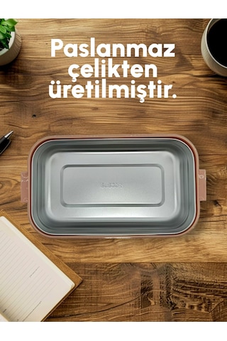 B&d İki Katlı İki Bölmeli Paslanmaz Çelik Lacivert Beslenme Kabı Bes011 Asker Yeşili
