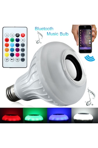 Bluetooth Hoparlörlü Kumandalı Rgb Led Ampul