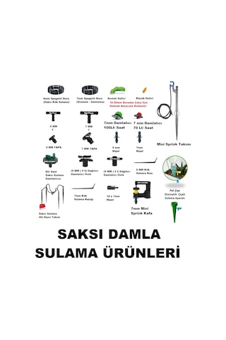 Mikro Damla Sulama Spagetti Hortum Ve Ek Parçaları-Saksı Sulama