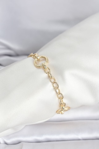 Cm 14k Gold Renk Lazerli Halka Model Kadın Bileklik Çok Renkli