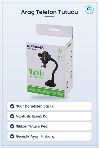 Araç Telefon Tutucu Vantuzlu Ayarlı Esnek Kollu Cam Gösterge Pa