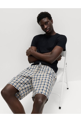 Marks & Spencer 2'li Pijama Şortu T07000076 Mavi Mix