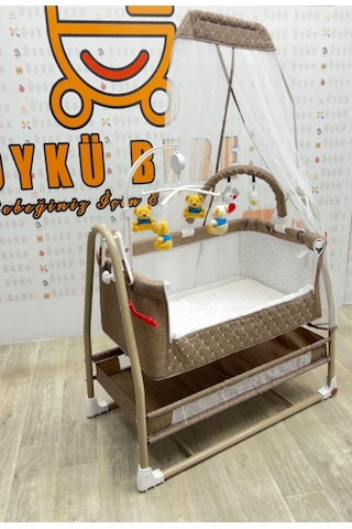 Öykü Bebek Dunyasi Müzikli Dönence Hediyeli Anne Yani Sallanir - Sabitlenir Beşik Siyah