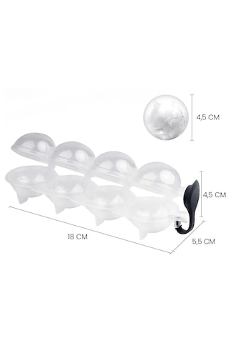 Valletta Viviana 4'lü Küre Buz Topu Kalıbı - Buz Topu Dondurucu Beyaz