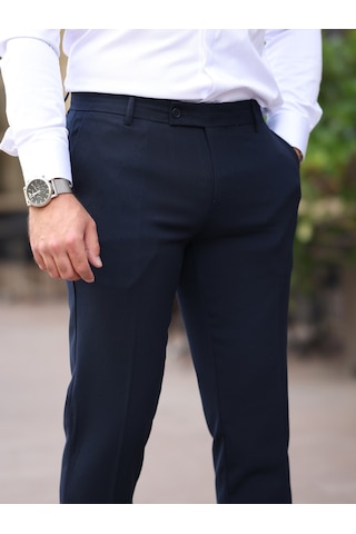 A Kalite Slim Fit Likralı Kumaş Pantolon Lacivert