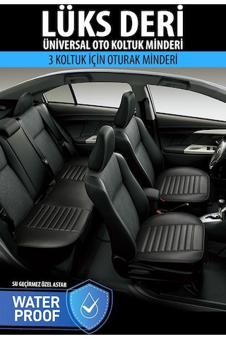 Su Geçirmez Deri Oto Ön Arka Araba Koltuk Minder Örtüsü 3'lü