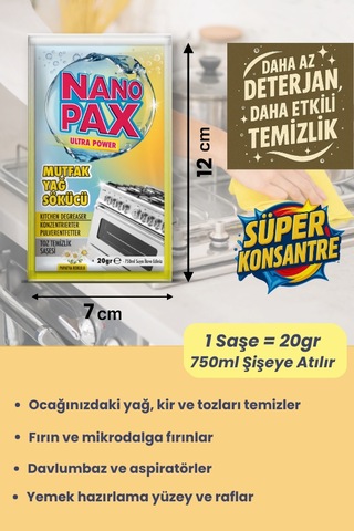 Mutfak - Yağ Sökücü Toz Temizlik Saşesi 12 Adet X 20gr 12'li Set