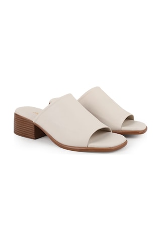 Mammamia Kadın Günlük Ayakkabı Slip-on Lazer Kesim Kısa Topuklu Hakiki Deri Anne Ayakkabısı 26y-1670 Bej