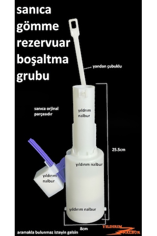 Sanica Gömme Rezervuar Yandan Çubuklu Orta Göbek Klozet Sanıca İç Beyaz Sanica Gömme Rezervuar Yandan Çubuklu Orta Göbek Klozet Sanıca İç Beyaz