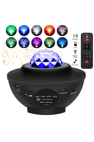 Beemen Projektör Gece Lambası Disko Topu Galaksi Bluetooth Hoparlör