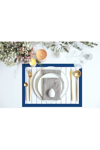 Adawall Home Lacivert Çizgili Tom & Jerry Kumaş Amerikan Servis 4 Çok Renkli