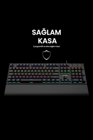 Nova Mk104 Rainbow Bilek Destekli Türkçe Fullanti-ghosting Mekanik Oyuncu Klavyesi Siyah Blue Switch