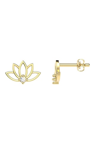 Minik Lotus Çiçeği 14 Ayar Altın Küpe
