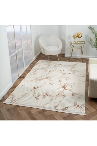 Scala Sc011a Beyaz Halı Geometrik Desenli Tozu Az Akrilik Salon Halısı Yatak Odası Mutfak Koridor