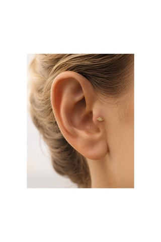 14 Ayar Altın Taş Detaylı Göz Figürlü Tragus Piercing Küpe Diğer