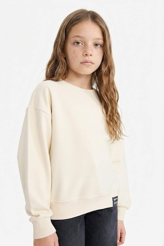 Defacto Kız Çocuk Relax Fit Bisiklet Yaka Baskılı Sweatshirt E6842a826sper98 Ekru-er98