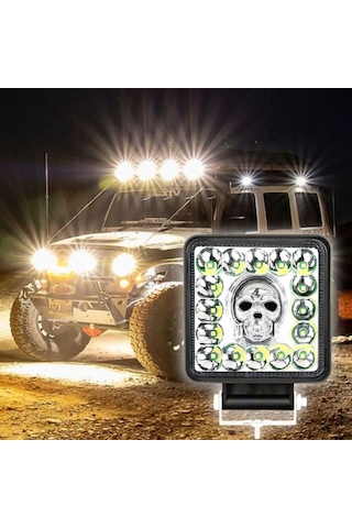 Off Road Rgb Kare Skull Tasarım Traktör Tır Kamyon Çakarlı Çalışma Lambası Ve Sis Farı 12-24v 7 Modlu Işık Tasarım