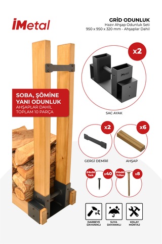 Grid Odunluk Hazır Odunluk Seti 950 X 950 X 320mm Ahşaplar Dahil