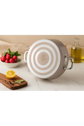 Evinda Pan-dora 22 Cm Kristal Döküm Basık Pilav Tenceresi Yapışmaz, 1.kalite-yanmaz-147 Metalik
