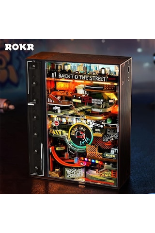 Rokr Mr03s Hip-hop Street Marble Run Dıy Mechanical 3d Puzzle Maket Model Seti 3d Model Kit Detaylı Dekoratif Hobi Seti Hareketli Ve Işıklı