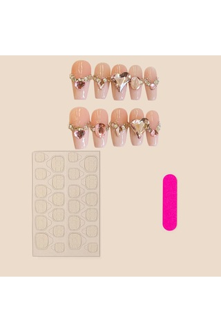 Tırtı Tatlı Ve Büyüleyici Yeniden Kullanılabilir Yanlış Tırnaklar İle Parlak Pembe Yanlış Tırnaklar Tırnaklar İçin Diy Dekorasyonu