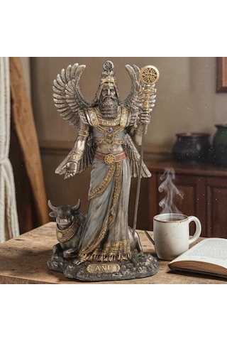 Dekoratif Anu Biblo Wise Veronese Poliresin Mezopotamya Gök Tanrısı Figürü 23 Cm .