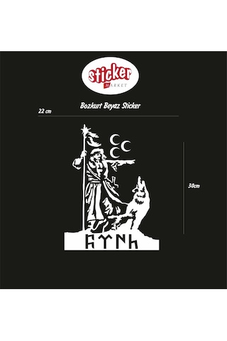 Bozkurt Sticker Beyaz