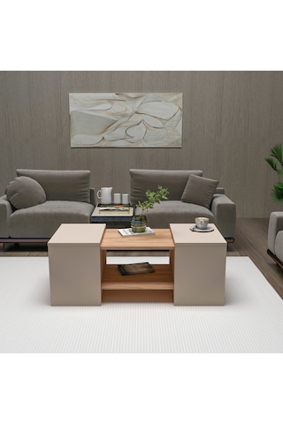 Arnetti 3lü Takım Zigonlu Sartos Orta Sehpa Atlantik Çam Bej