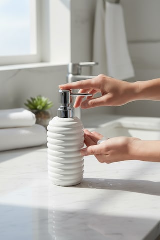 350 Ml Seramik Sıvı Sabunluk Modern Banyo Ve Mutfak İçin Şık Tasarımlı Sıvı Sabun Dispenseri Beyaz