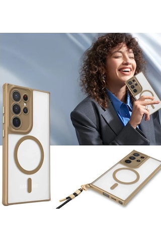 Samsung Galaxy Uyumlu, S23 Ultra Kılıf Enka Magsafe Silikon Kılıf - Siyah