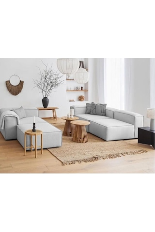 Mira Relax 4 Modül Köşe Koltuk Gri Keten Kumaş Antrasit