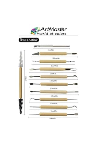 Seramik Kil Çömlek Şekillendirici 11 Parça Ahşap Saplı 1 Paket Oyma Ve Temizleme Modelaj Seramik Seti