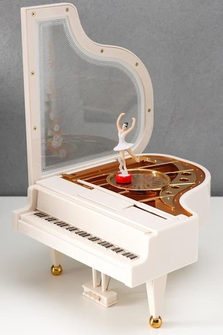 Balerin Ve Piyano Müzik Kutusu Kurmalı Dekoratif Hediyelik Hediye Piyano Şeklinde Müzik Kutusu