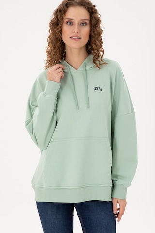 U.S. Polo Assn. Kadın Su Yeşili Kapüşonlu Basic Sweatshirt 50297324-VR048