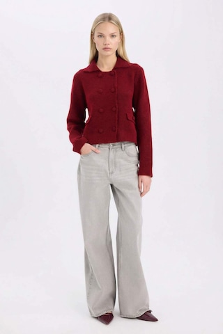 DeFacto Regular Fit Polo Yaka Basic Düz Düğmeli Triko Hırka E2289AX24WNBR93 Bordo