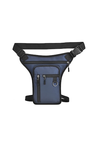 Singree Motosiklet Bacak Çantası - Mavi Pu Deri, 31x18x2cm Boyutlarında